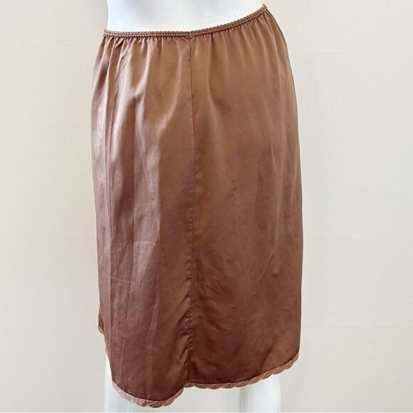 Vintage Yves Saint Laurent Lingerie Elegant Brown Silk Slip Midi Skirt - Picture 3 of 5